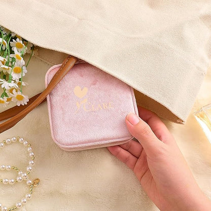 Golden Bride Jewelry Box, Jewelry Organizer for Bridal Women, Girls, Bridesmaid, Velvet Rings & Necklaces Storage for Wedding Favors, Birthday & Christmas Gifts, Travel Essentialses (CUSTOM)