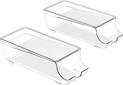 Simple Houseware 2-Pack Auto-Rolling Beverage Can Organizer for Fridge, Clear Front-Loading Soda Dispenser with Smooth Glide Design, Space-Saving Refrigerator Storage Bins