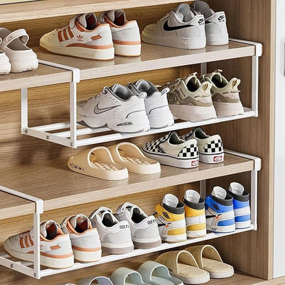 Hanging Shoe Organizer for Closet, Expandable Rack Organizer Under Cabinet Shelf - for Kitchen, Book or Clothing Storage and Organization. (White-1Pcs)