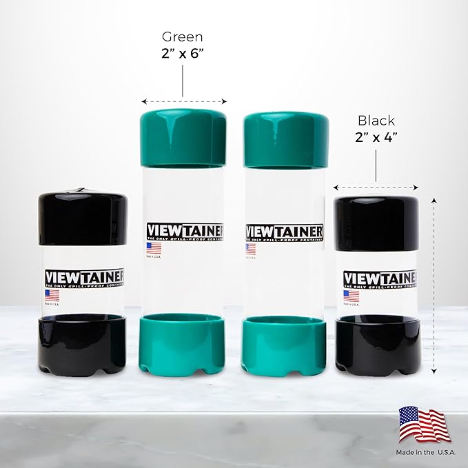 Viewtainer Slit-Top 4 pack - 2" (Black/Green)