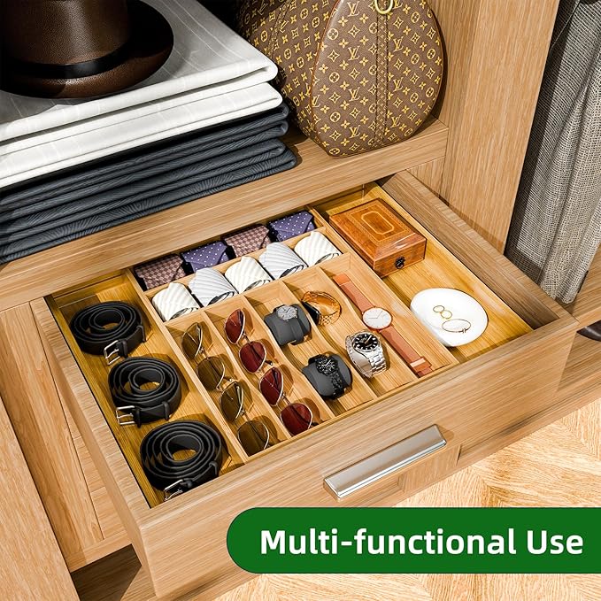 Simple Trending Bamboo Kitchen Drawer Organizer, Expandable Silverware Organizer, Utensil Cutlery Tray for Flatware, Natural