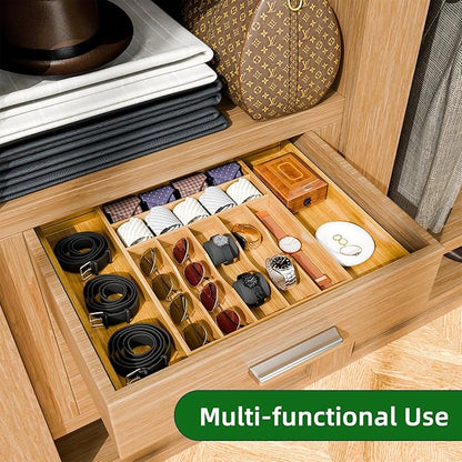 Simple Trending Bamboo Kitchen Drawer Organizer, Expandable Silverware Organizer, Utensil Cutlery Tray for Flatware, Natural