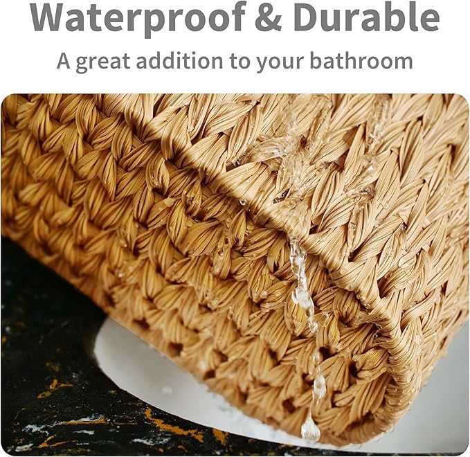 GRANNY SAYS Toilet Paper Storage Basket with Lid and Handle, Decorative Toilet Paper Holder, Waterproof Bathroom Organizers and Storage, Wicker Basket for Bathroom Storage