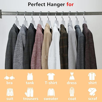 DEDU Suit Hangers for Men 10 Pack, White Coat Hangers Wide Non Slip Width 17.7", Thick Plastic with Pants Bar & Metal Hook