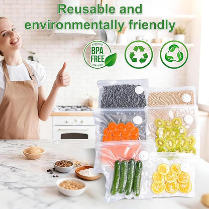 FIRAWER Reusable Vacuum Sealer Bags - BPA-Free, Leakproof Food Storage Bags for Sous Vide, Freezer & Meal Prep | Compatible with Most Vacuum Sealers (13.5 * 10in Bags 12Pcs)