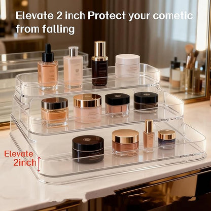 3 Tier Bathroom Counter Organizer,No Installation Cosmetics Skincare Shelf, Makeup Organizer Perfume for Dresser Vanity Tray, Perfume Stand Organizer for Bedroom,Bathroom,Office