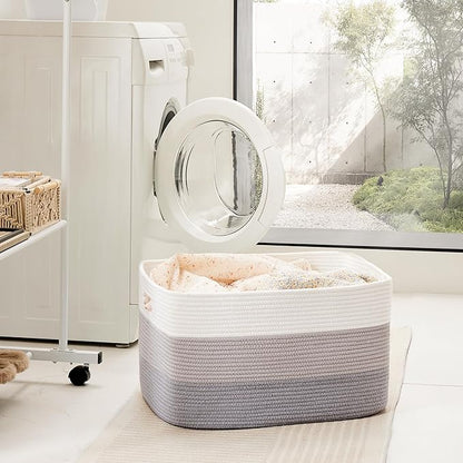 Artfeel Blanket Basket,Rectangle Woven Baskets for Storage,65L Laundry Basket for Decorative Nursery Blanket,Toys,Dirty Clothes and Magazine in Shelves,Baby Room,and Living Room