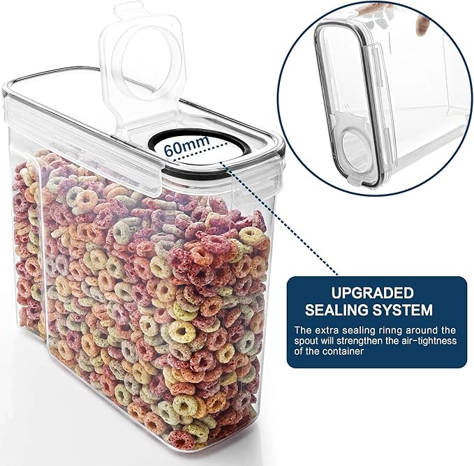 Cereal Container Set, MCIRCO Airtight Food Storage Containers ((4L /135.2oz) Set of 6, Cereal Dispensers with Measuring Tools