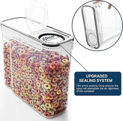 Cereal Container Set, MCIRCO Airtight Food Storage Containers ((4L /135.2oz) Set of 6, Cereal Dispensers with Measuring Tools