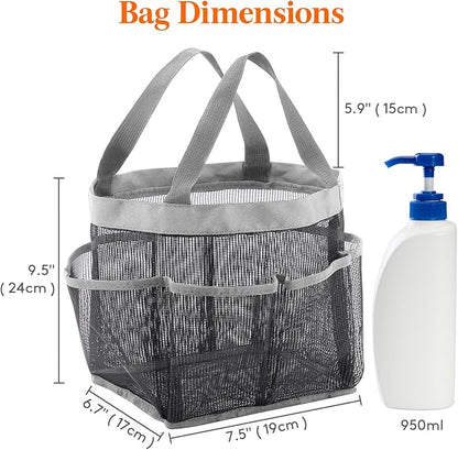 Lifewit Mesh Shower Caddy Portable for College Dorm Room Essentials with 7 Pockets, Freestanding Hanging Organizer Basket, Quick Dry Tote Bag for Camping, Bathroom, Beach, Travel, 1 Pack, Grey