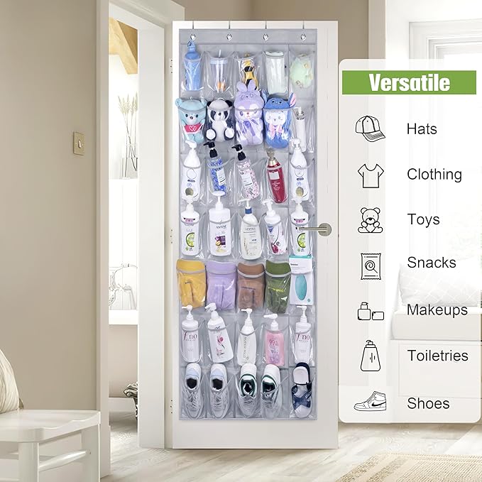 MISSLO 35 Clear Large Pockets Over The Door Shoe Organizer Sturdy Oxford Fabric Hanging Shoe Rack