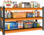 3-Tier Garage Shelving Heavy Duty,48" W Metal Shelving Unit for Garage,1600lbs Load Capacity Utility Rack Shelves & Shelves,48" W x 18" D x 39" H(Orange)