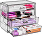 Sorbus Makeup Organizer - 4 Drawer Acrylic Make Up Organizers and Storage for Cosmetics, Jewelry, Beauty Supplies, Clear Makeup Organizer for Vanity, Girl's Room, College Dorm, Counter, Bathroom Sinks
