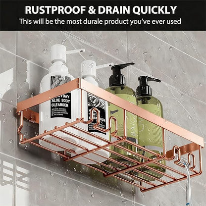 Moforoco Shower Caddy Shelf Organizer Rack, Self Adhesive Black Bathroom Shelves Basket, Home Farmhouse Wall Inside Organization and Storage Decor Rv Accessories, First Camper Apartment Essentials