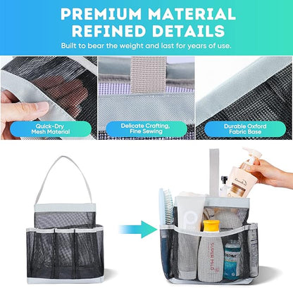 EUDELE 2 Pack Mesh Shower Caddy Portable for College Dorm Room Essentials, Shower Caddy Dorm with 8-Pocket Large Capacity,Shower Bag for Beach,Swimming,Gym