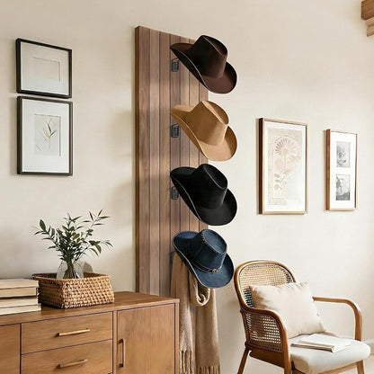 SEKSON Cowboy Hat Rack for Wall, Hat Holder Wall Mount, Western Rustic Metal Hat Hanger, Hat Hooks for Cowboy Hat, Fedora, Sun Hats, Wide Brim Hat Organizer (4 Pack)