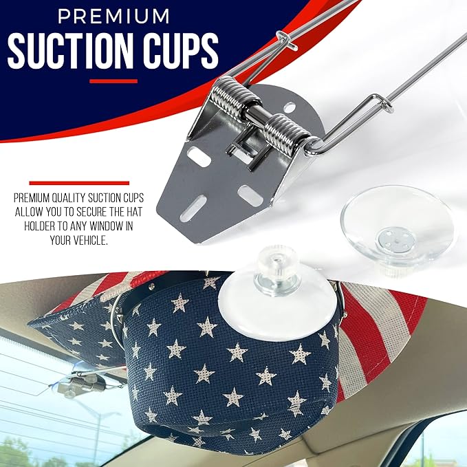 Cowboy Hat Holder - Hat Rack Clip for Western Hats - For Cars, Trucks and Vans - Complete with Suction Cups