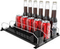 3 Rows Drink Organizer for Fridge, 15'' Soda Can Dispenser for Refrigerator with Pusher Glide, Width Adjustable Fridge Can Organization Hold Up to 25 Cans (Black)
