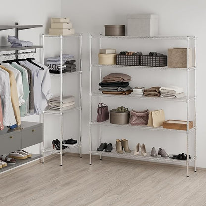 14" Deep x 60" Wide x 74" Height Wire Shelving Kit | 5-Tier | NSF Commercial Storage Rack Unit