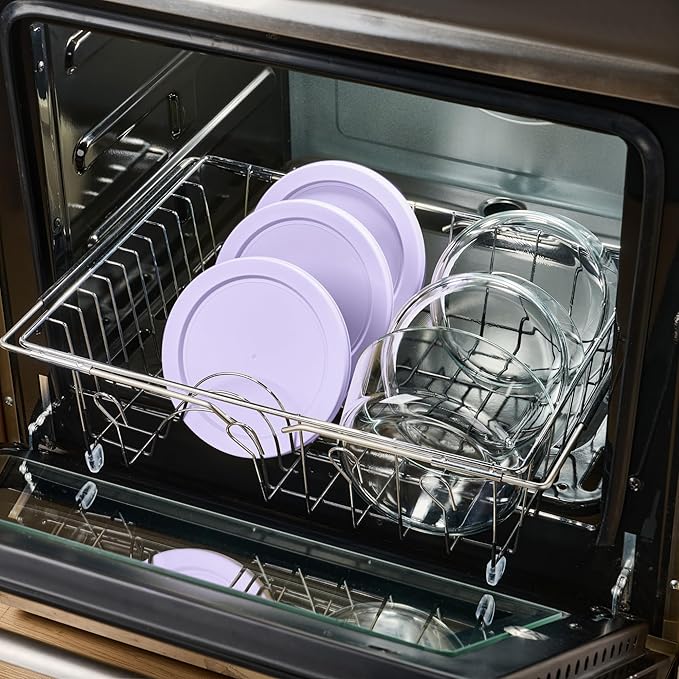 12-Piece Glass Food Storage Containers Set (6 Containers + 6 BPA-Free Lids) | 4-Cup, Leakproof | Microwave, Freezer, Oven & Dishwasher Safe | Ideal for Meal Prep & Pantry Organization, Purple