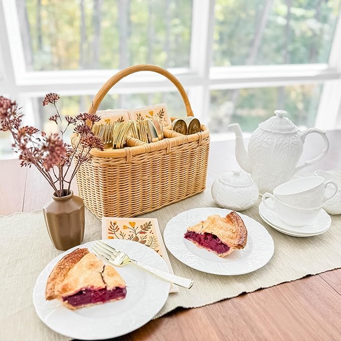 The Basket Lady Wicker Utensil Caddy, One Size, Sandstone