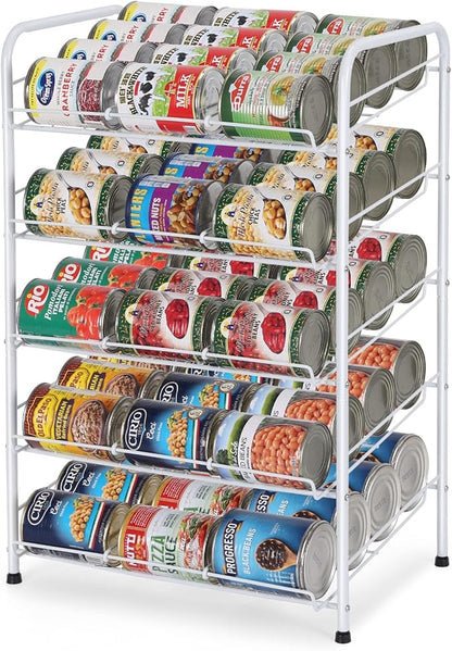 MOOACE Can Rack Organizer, 5 Tier Can Storage Dispenser Holds up to 60 Cans for Pantry Kitchen Cabinet, White