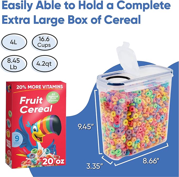 Set of Storage Box - Lunch Box, 8 Labels, Set of Spoons and Marker, Flour Box - BPA-Free Plastic Box (4 L) - Chef's Path (4)