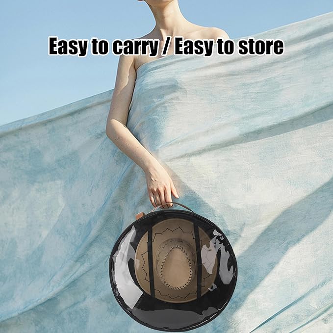 Veki Hat Organizer, Hat Box for Women Storage, Large Clear Felt Hats Box, Wide Brim Cowboy Hats Storage Boxes for Men, Round Brim Cap Boxes With Dustproof Lid for Travel and Wardrobe (Black)