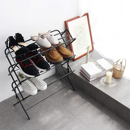 Zenree 4-Tier Shoe Rack Holder/Shelf Organizer, Matte Black - Stackable Storage Corner Racks, Perfect for Cabinet, Entryway, or Garage