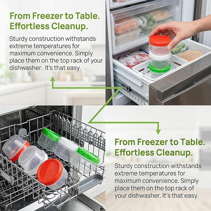 EONJOE 4oz Plastic Containers with Lids Reusable Dishwasher Freezer Safe Airtight,12-Pack