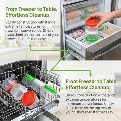 EONJOE 4oz Plastic Containers with Lids Reusable Dishwasher Freezer Safe Airtight, 6-Pack