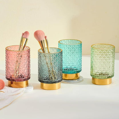 Makeup Brush Holder Organizer,Toothbrush Holders,Desk Pen Pencil Holder,Multifunctional Vintage Glass Brush Cup（A44-4-US）
