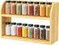 ROMGUAR CRAFT 2 Tier Bamboo Spice Rack, Countertop or Wall Mounting Wood Spice Jars Organizer Shelf for Kitche, Pantry (Natural)