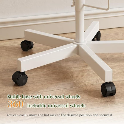 Hat Rack with 15 Circular Hooks Floor Hat Stand Freestanding Hats Rack Stand Adjustable Metal Hats Tree Organizer Rack Display Standing Suitable for Home Store Commercial, White