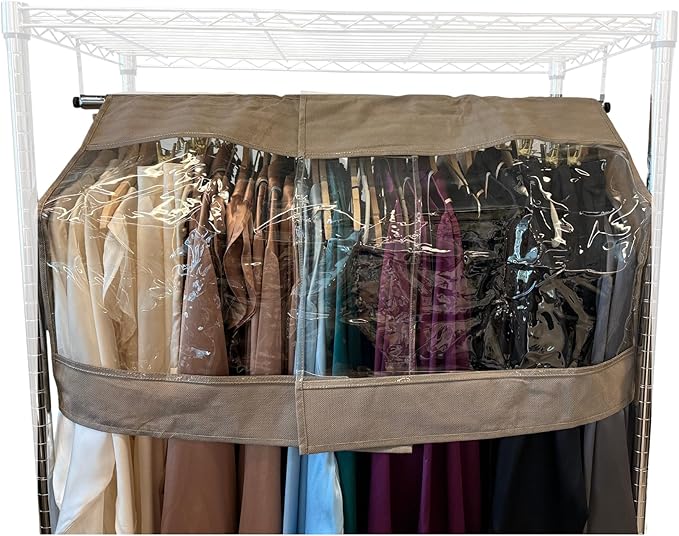 Garment Cover for Closet Rod and Portable Clothing Rack Shoulder Dust Cover - Protect Your Wardrobe in Style - Adjustable to fit 26" to 48" long - 4 Pack