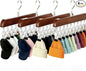 4 Pack Hat Hangers for Closet Display, Wooden Hat Storage Organizer with 40 Metal Clips for Baseball Caps, Summer Hat Rack for Beanie, Skullies, Visors, Walnut Brown Color