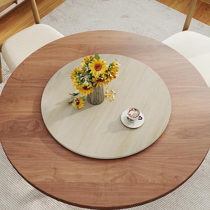 23.6" Sintered Stone Lazy Susan for Table Top- Extra Large Round Lazy Susan Organizer - Kitchen Revolution for Countertop(Yellow Cave Stone)