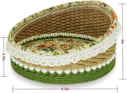 Zenpeace Hand-Woven Basket, It Can be Used for Cosmetics Storage, Perfume Storage, Lotion Storage, Cosmetics Organization and Multi-scene Decoration