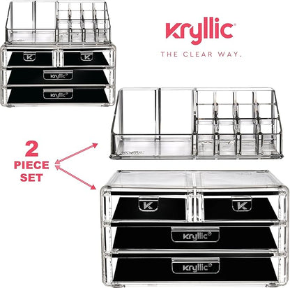 Acrylic Vanity Makeup Cosmetic Organizer -16 slot 4 box drawer storage organizers for make up brushes