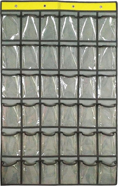 NIMES Hanging Closet Underwear Sock Jewelry Storage Over The Door Classroom Cell Phone Calculator Organizer 36 Clear Pockets (GREY)