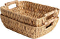 StorageWorks Hand-Woven Large Storage Baskets with Wooden Handles, Water Hyacinth Wicker Baskets for Organizing, 2-Pack