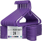 NEATERIZE Thick Heavy Duty Hangers - Purple Plastic Clothes Hangers 24 Pack - Great for Coat Hanger, Jackets Jeans & Suit Hanger for Closet, New Apartment Essentials Percheros Ganchos para Colgar Ropa
