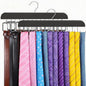 2 Packs Tie Rack & Belt Hanger 2 in 1 Hanger for Closet Organizer Max 42 Belts with 60 Ties Capacity Durable Wooden Tie and Belt Collection Organizer U for Belt and 一 for Tie Racks (Black)