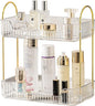 Akinbas 2 Tier Bathroom Organizer Countertop Makeup Perfume Tray Skincare Organizer for Bathroom Dresser Vanity (White)
