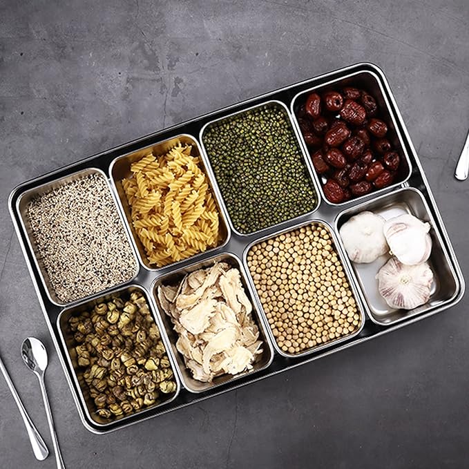 Seasoning Jar Spice Box, Spice Jar With 8 Compartments, Seasoning Box Condiment Storage Containers for Seasoning, Snacks, Flour, Dry Goods