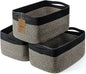 3-Pack Storage Baskets for Organizing | Woven Shelf Toy Basket | Rope Baskets for Gifts Empty | Closet Organizer Bins with Handles | Cube Decorative Box | 13.7×7.1×6.7” | Black Brown