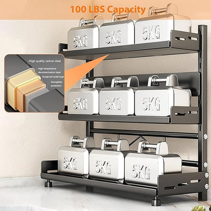 VORA Spice Rack for Countertop, 3 Tier Height-Adjustable Spice Organization for Cabinet, Kitchen Countertop Organizer, Metal Standing Large Seasoning Storage Shelf, Black