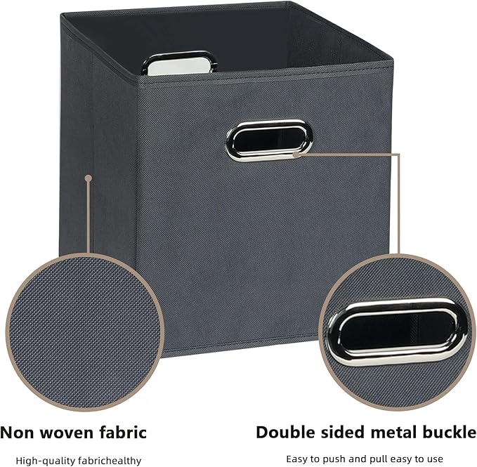Fabric Cloth Storage Bins,Fabric Cube Organizer with Dual Handles Foldable Cube Storage Baskets for Home Bedroom Storage,Set of 10,(Gray)
