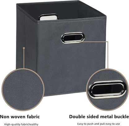 Fabric Cloth Storage Bins,Fabric Cube Organizer with Dual Handles Foldable Cube Storage Baskets for Home Bedroom Storage,Set of 12,(Gray)