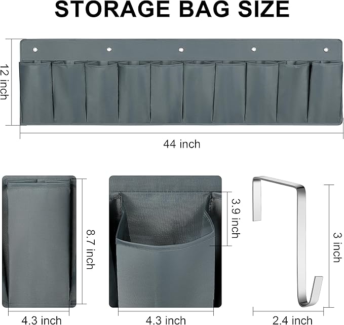 2 Pack RV Hanging Shoe Organizer, 10 Pockets Storage With Sturdy Hooks, Bed Organizer for Shoes, Toys and Tool Accessories, Grey